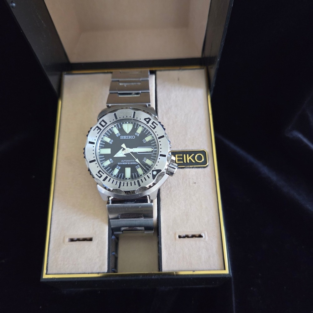 Seiko SKX779 Gen 1 Black Monster Automatic Diver Steel Bracelet Mint Box Manual